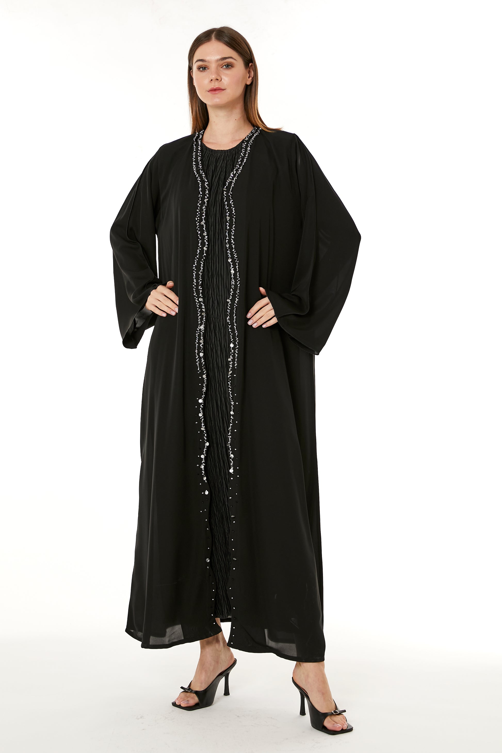 Copy of Dark Blue Korean Nida Hand Embellished Abaya (8105251832035)