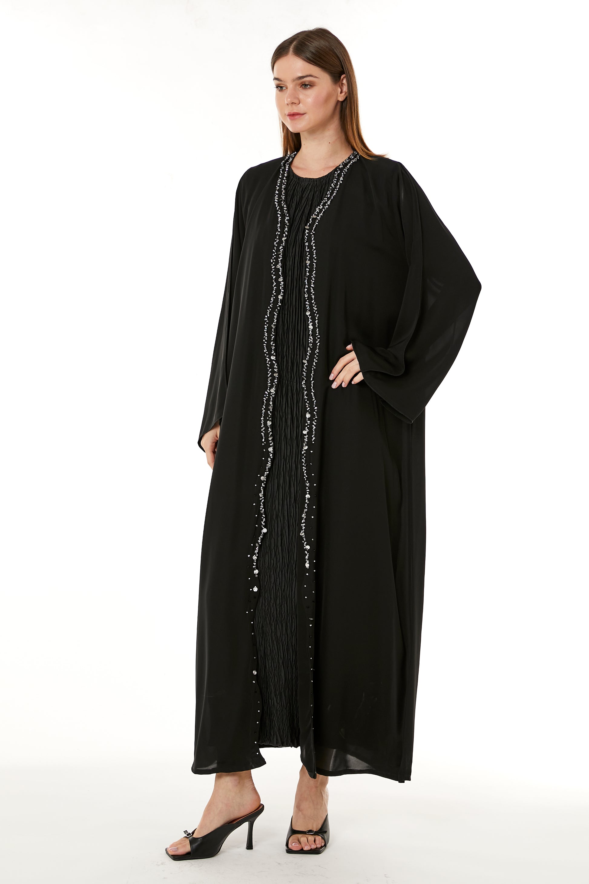 Copy of Dark Blue Korean Nida Hand Embellished Abaya (8105251832035)