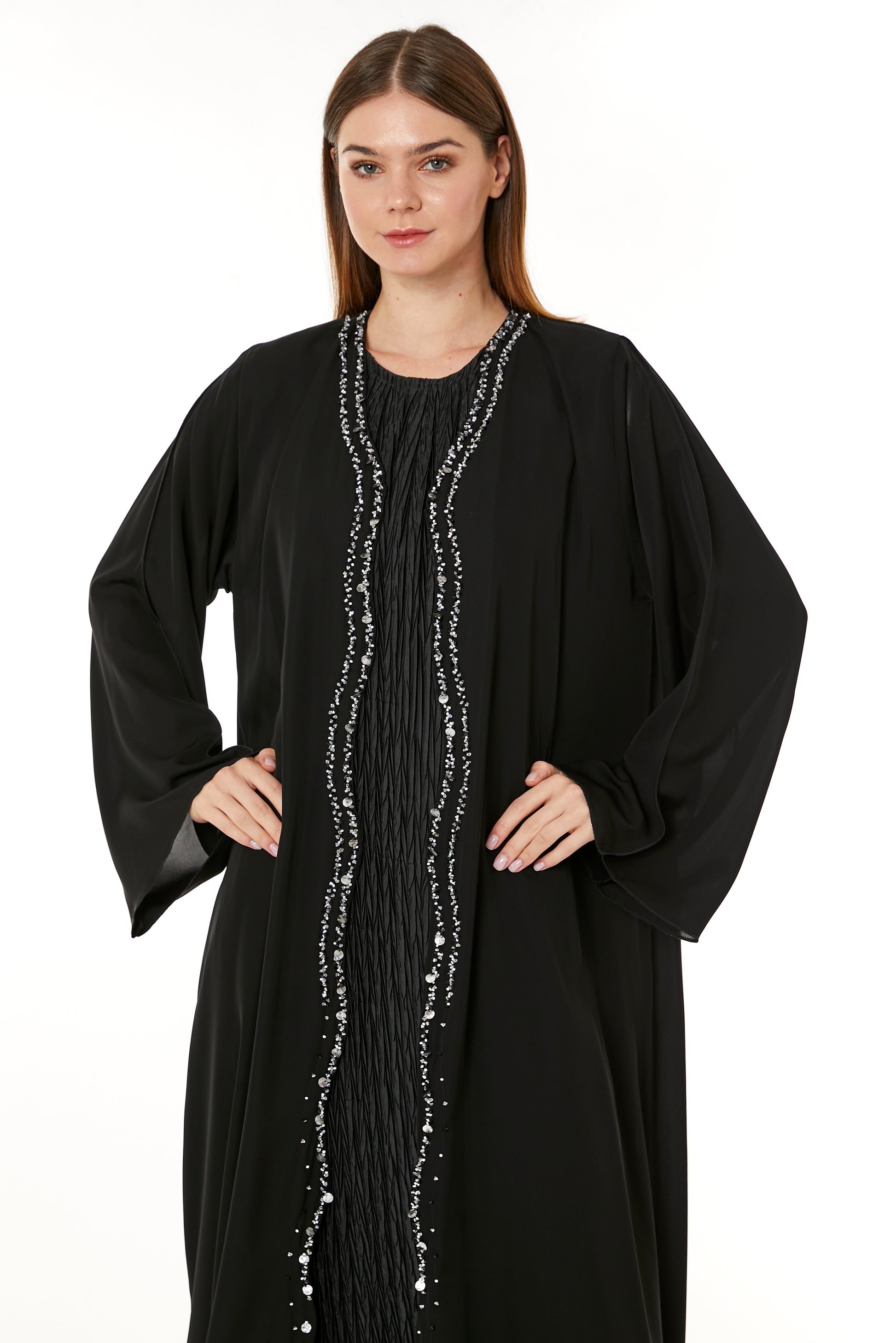 Copy of Dark Blue Korean Nida Hand Embellished Abaya (8105251832035)