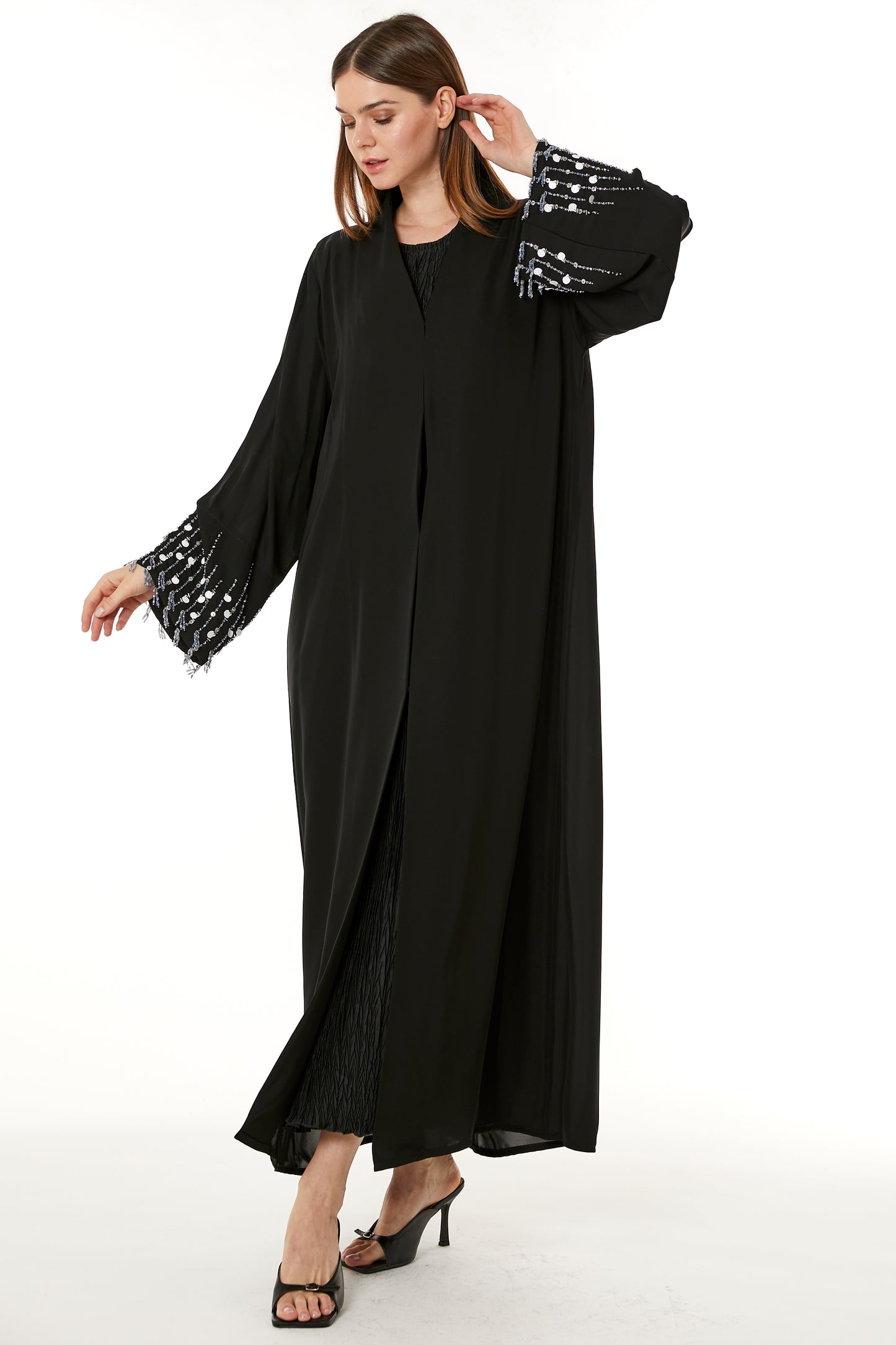 Copy of Blue Korean Nida Hand Embellished Abaya (8105256157411)