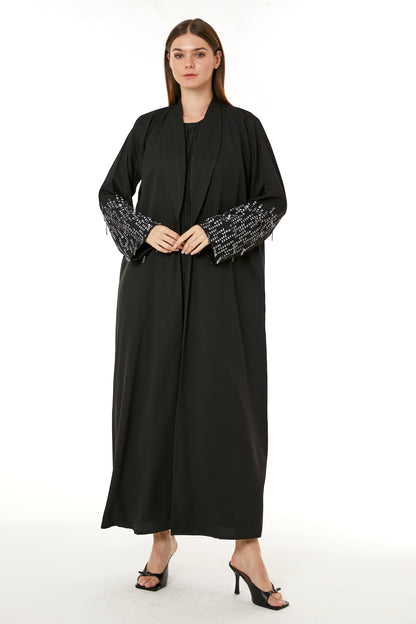 Copy of Blue Korean Nida Hand Embellished Abaya (8105256747235)