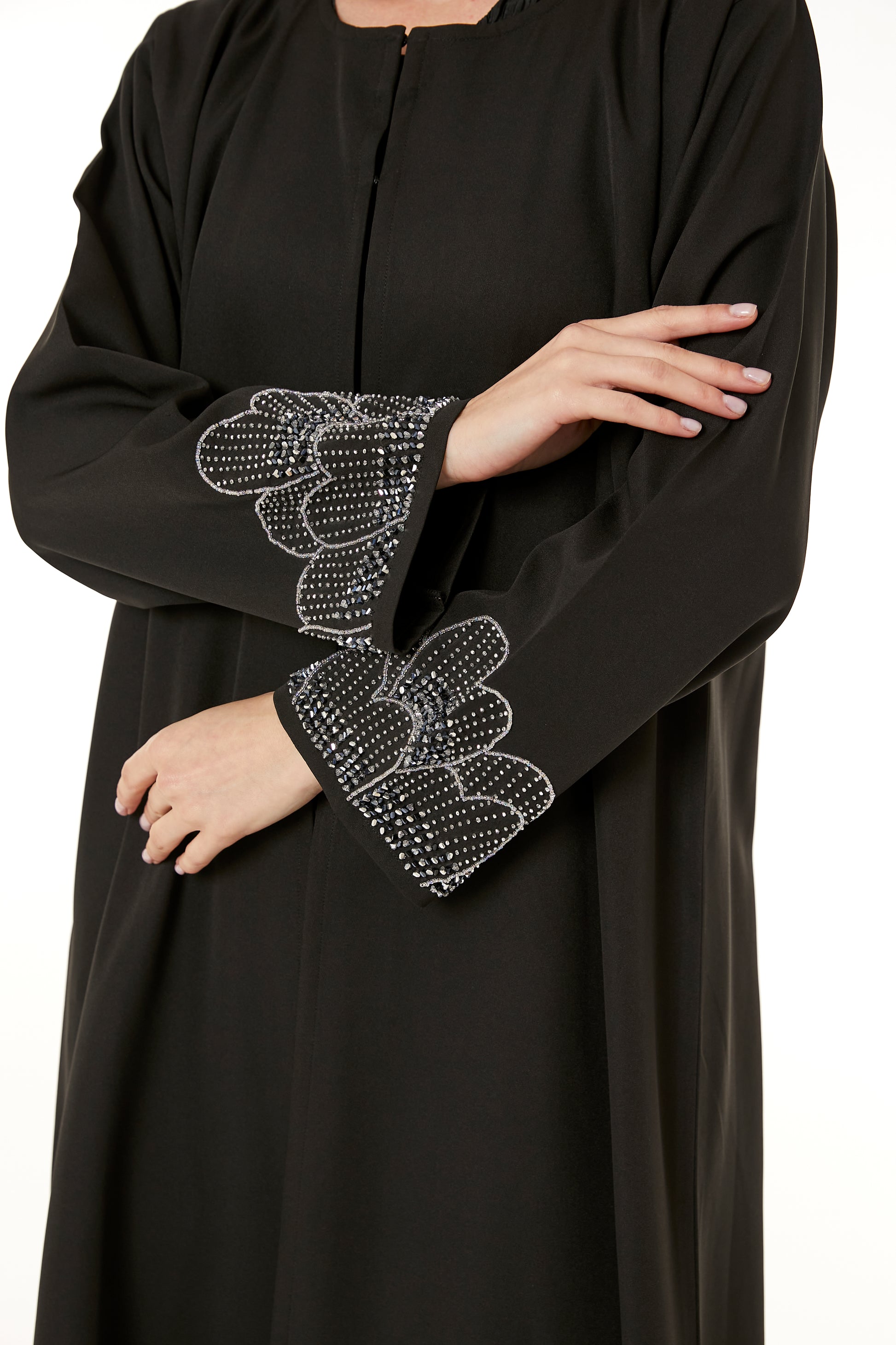 Copy of Peach Korean Nida Hand Embellished Abaya (8105257533667)