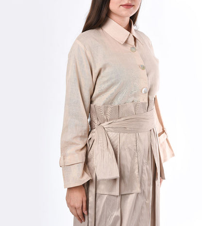 MOiSTREET Belt Abaya with Heavy Pleated Detail (6701405700280)