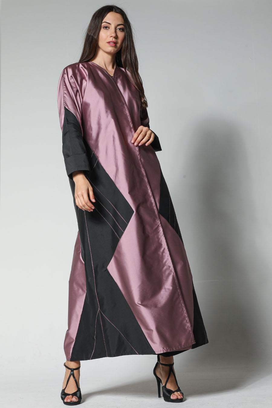 MOiSTREET Victoria Satin Abaya with Thread Work (7542227173603)