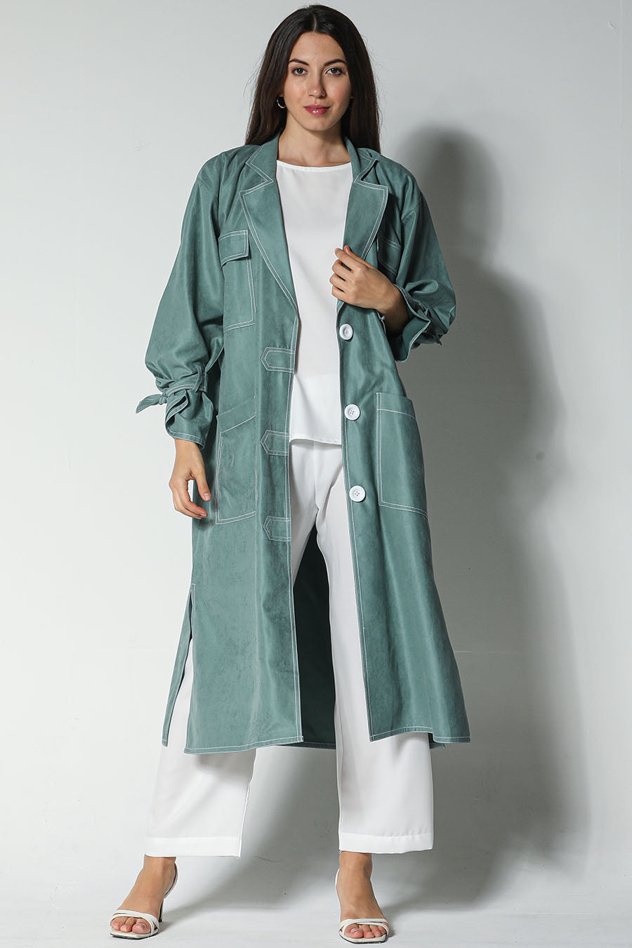 MOiSTREET Green Shamua Blazer with Crepe Top and Pants (7544628576483)