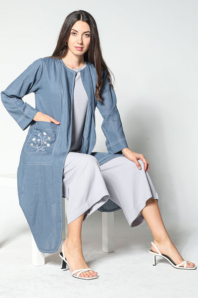 MOiSTREET Linen Fabric With Crepe Top And Pants (7547360346339)