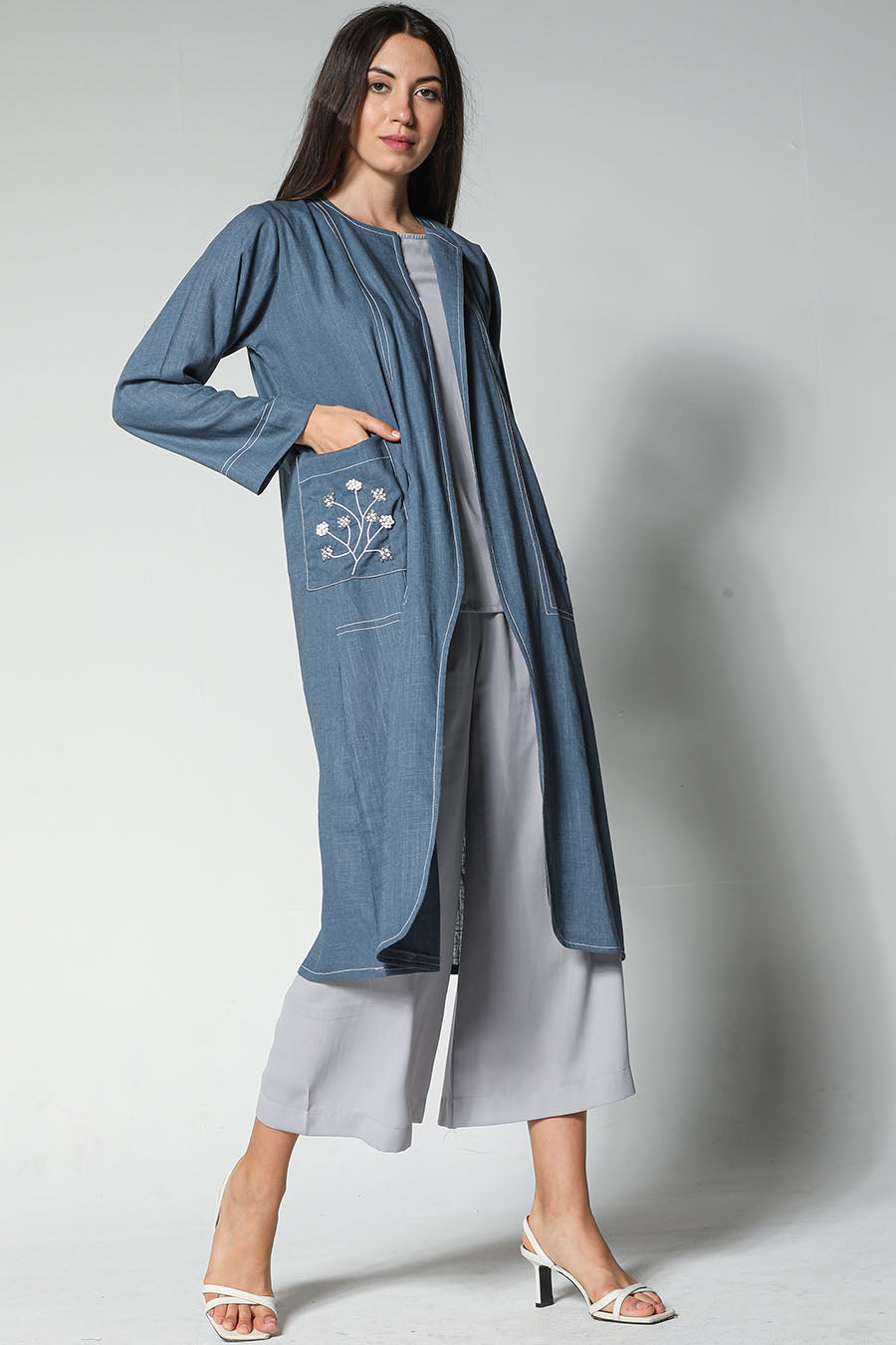 MOiSTREET Linen Fabric With Crepe Top And Pants (7547360346339)