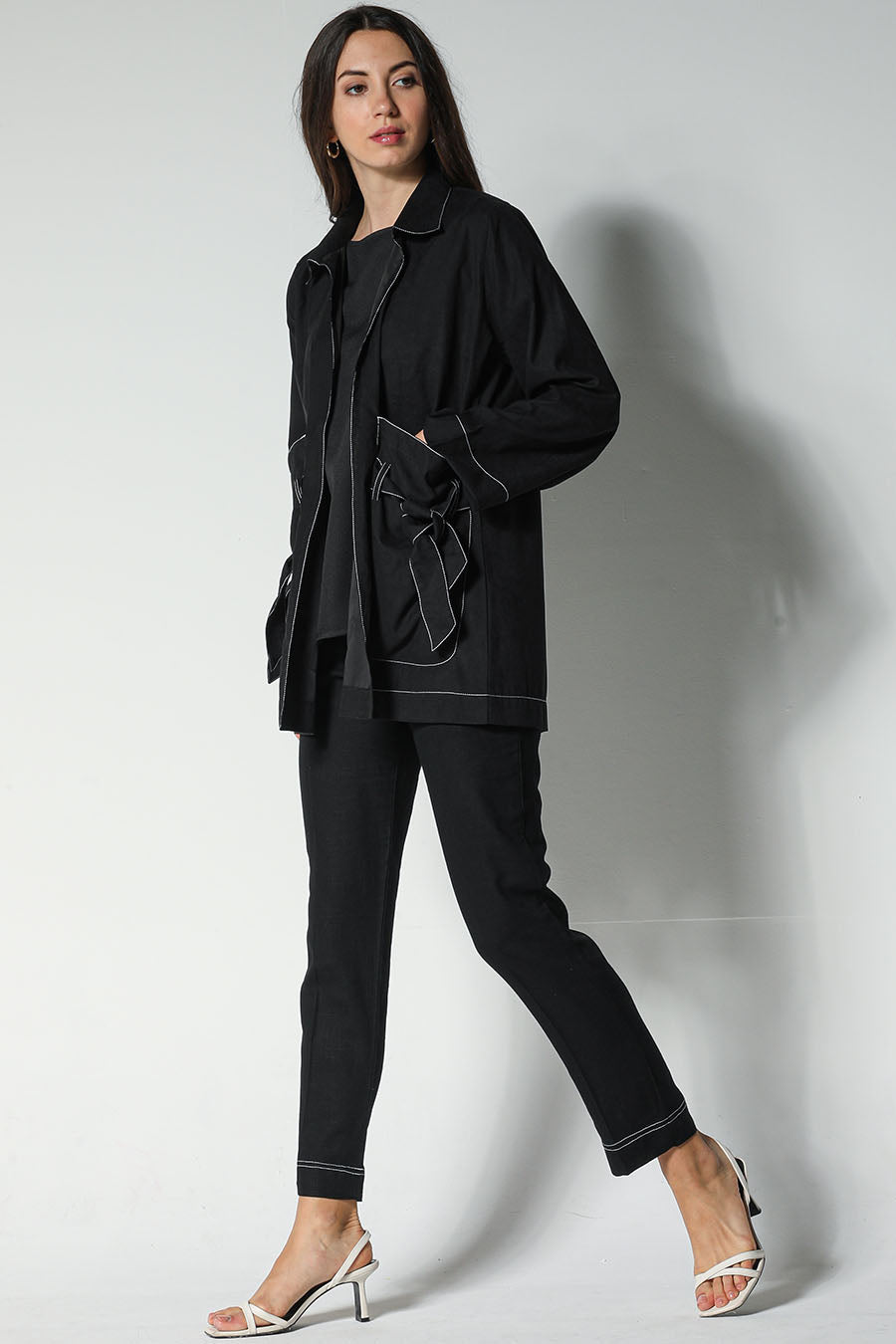 MOiSTREET Black Shamua Jacket and Pants with Crepe Fabric Top (7547328528611)