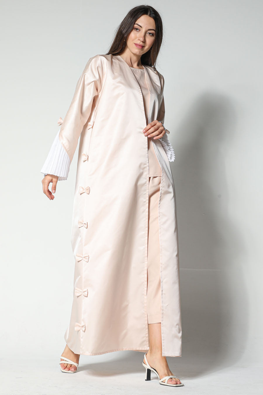 MOiSTREET Victoria Satin Beige Abaya (7542240116963)