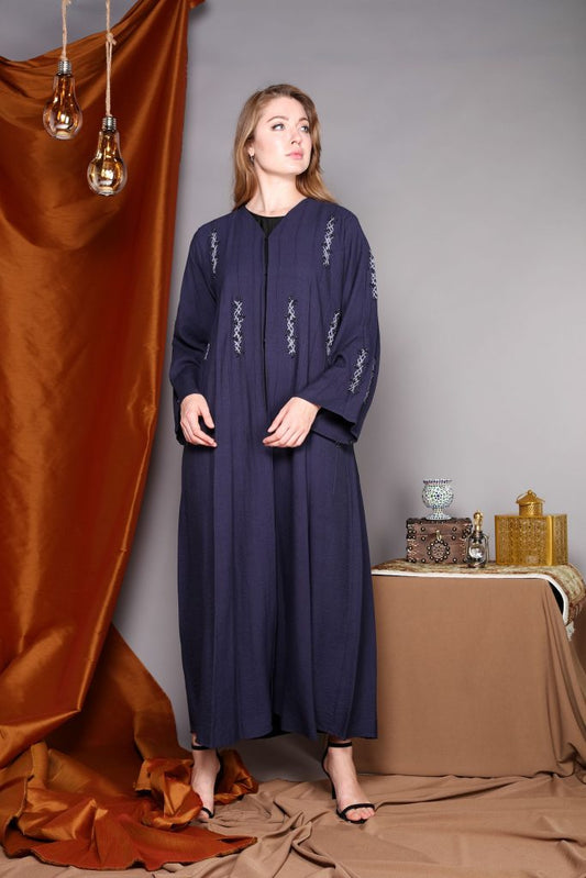 Shop Full Sleeves Blue Embroidery Abaya (6701403078840)