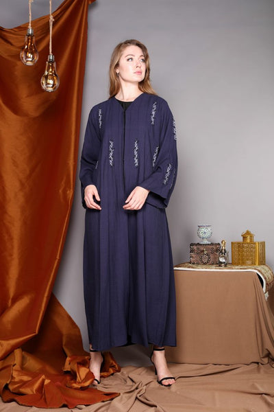 Shop Full Sleeves Blue Embroidery Abaya (6701403078840)