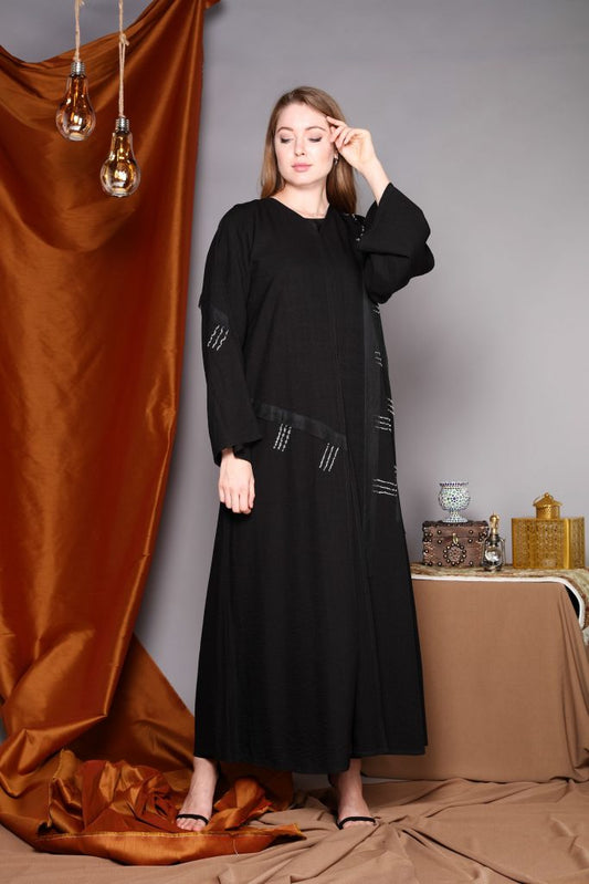 Black Crystal Embroidery Abaya (6701403373752)