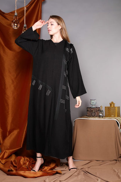 Black Crystal Embroidery Abaya (6701403373752)
