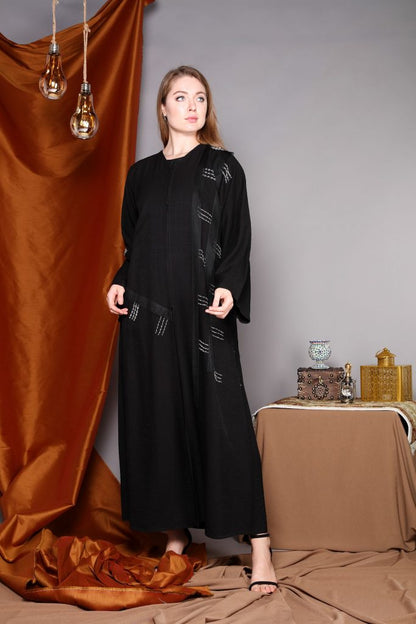 Black Crystal Embroidery Abaya (6701403373752)