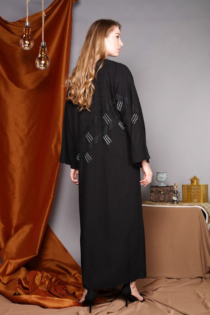 Black Crystal Embroidery Abaya (6701403373752)