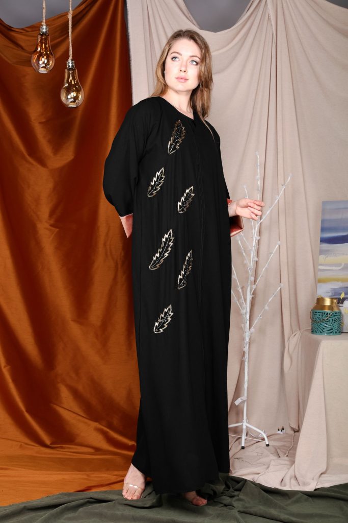 Gold Leaf Embroidery Abaya (6701403766968)