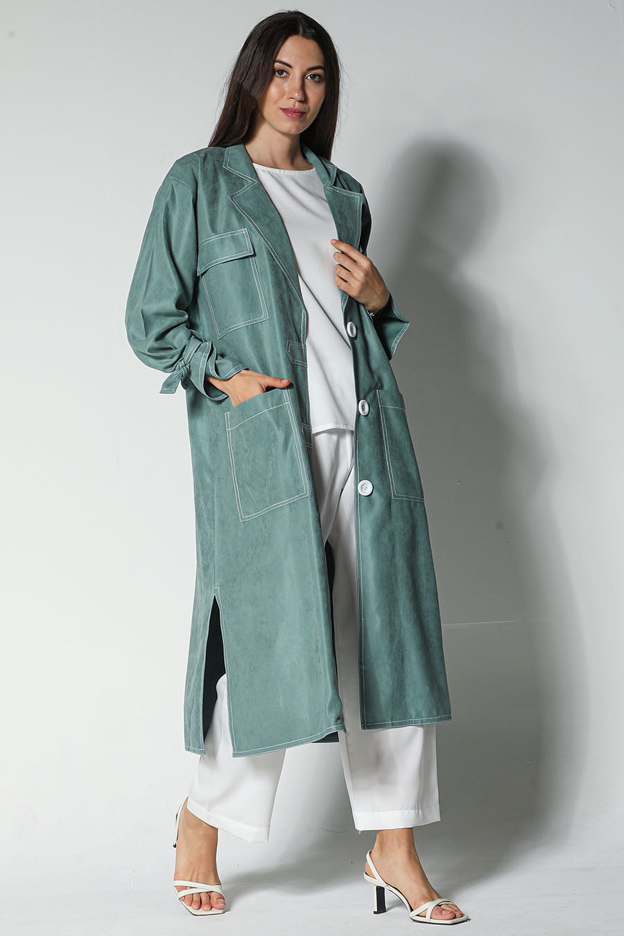 MOiSTREET Green Shamua Blazer with Crepe Top and Pants (7544628576483)