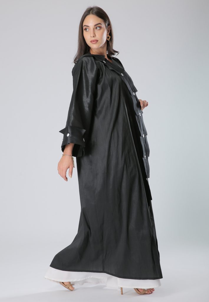 Pleats Buttons Lace Abaya (6701401014456)