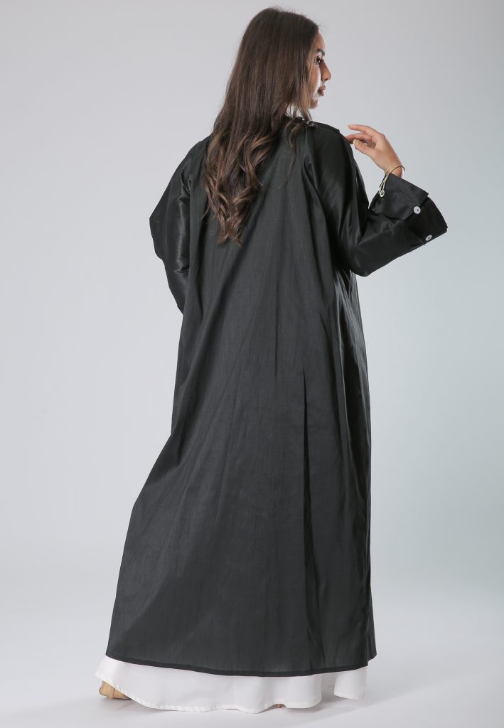 Pleats Buttons Lace Abaya (6701401014456)