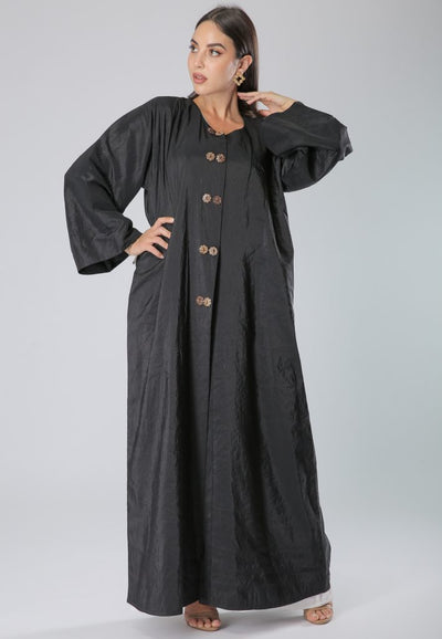 Floral Buttoned Front Abaya (6701400981688)