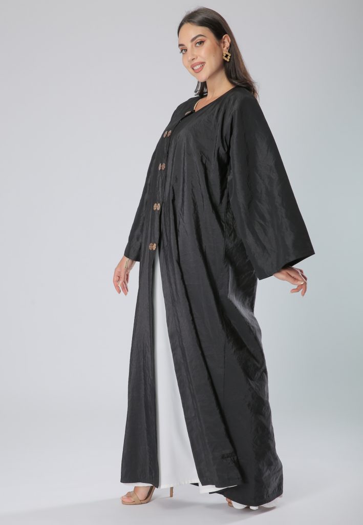 Floral Buttoned Front Abaya (6701400981688)