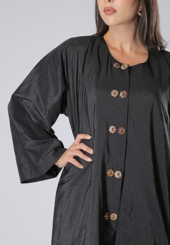 Floral Buttoned Front Abaya (6701400981688)