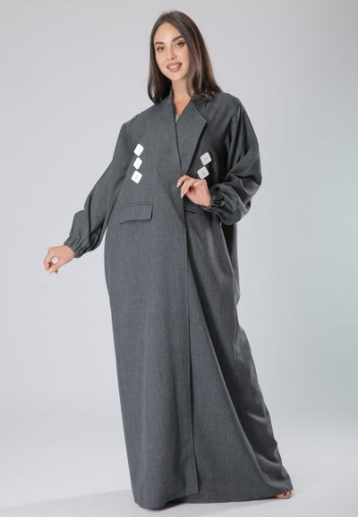 Grey Coat Abaya Dress (6701401047224)