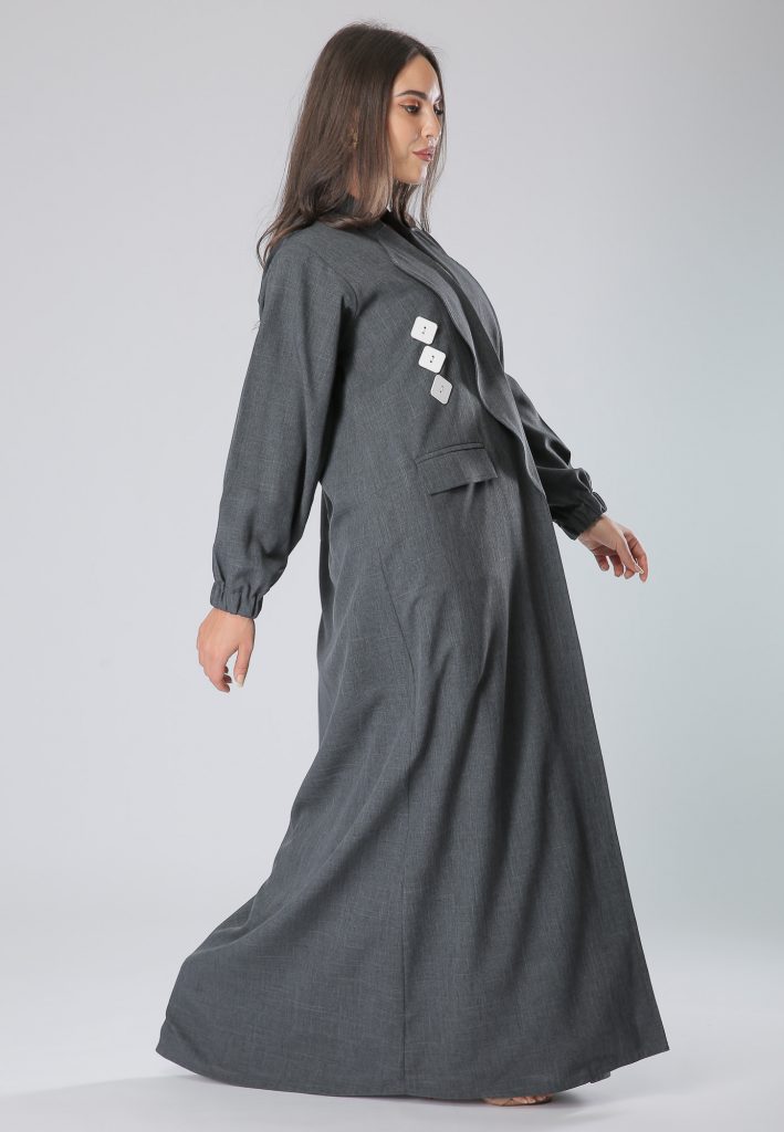 MOiSTREET Grey Coat Abaya Dress (6701401047224)