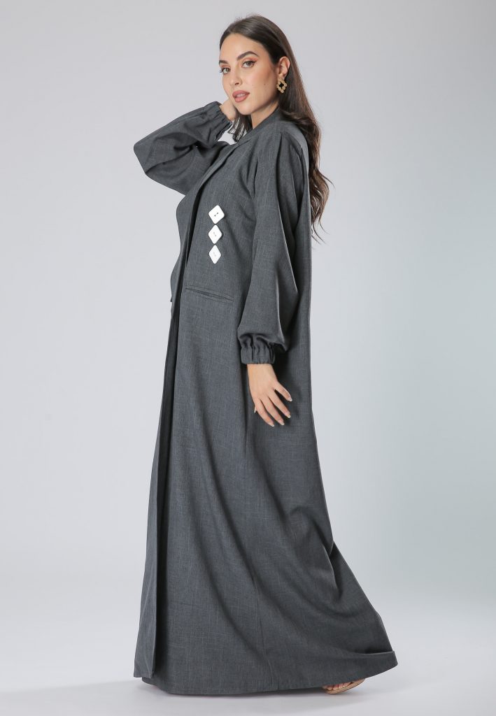 MOiSTREET Grey Coat Abaya Dress (6701401047224)