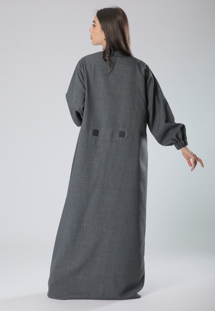 MOiSTREET Grey Coat Abaya Dress (6701401047224)