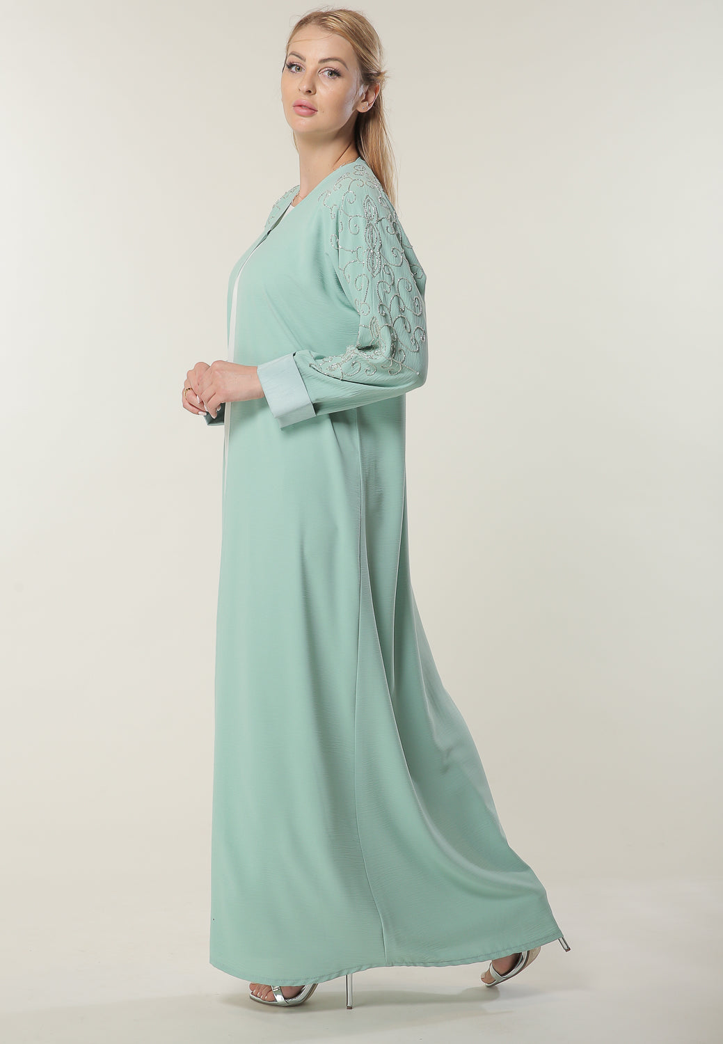 MOiSTREET Handwork Seagreen Abaya (6701412384952)