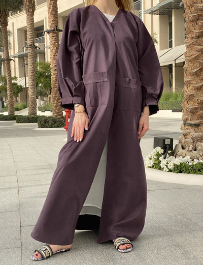 MOiSTREET Shamua Purple Abaya Set with Under Dress & Sheila (6701418840248)