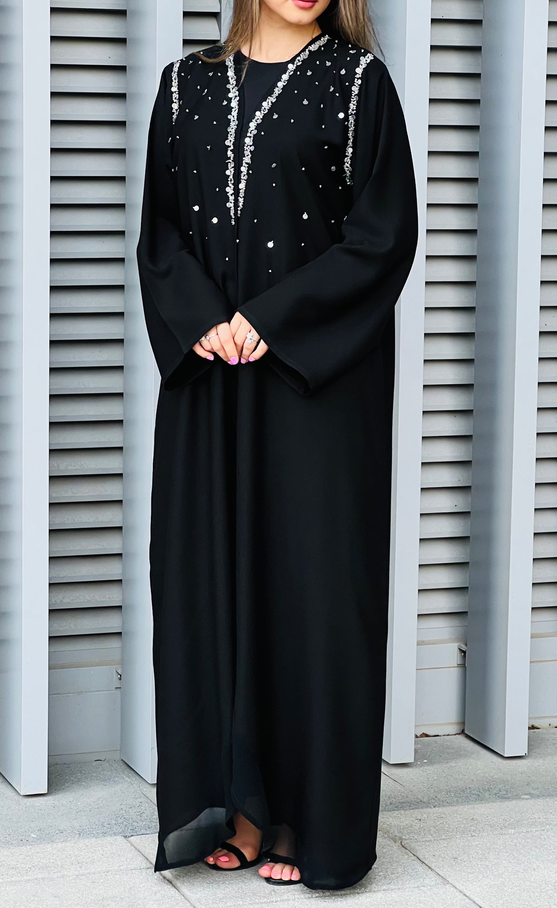 MOiSTREET Black Shamua Embellished Abaya (7633762943203)