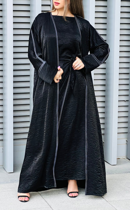 MOiSTREET 4 Pieces Abaya Set With Under Dress belt And Scarf (7634614583523)