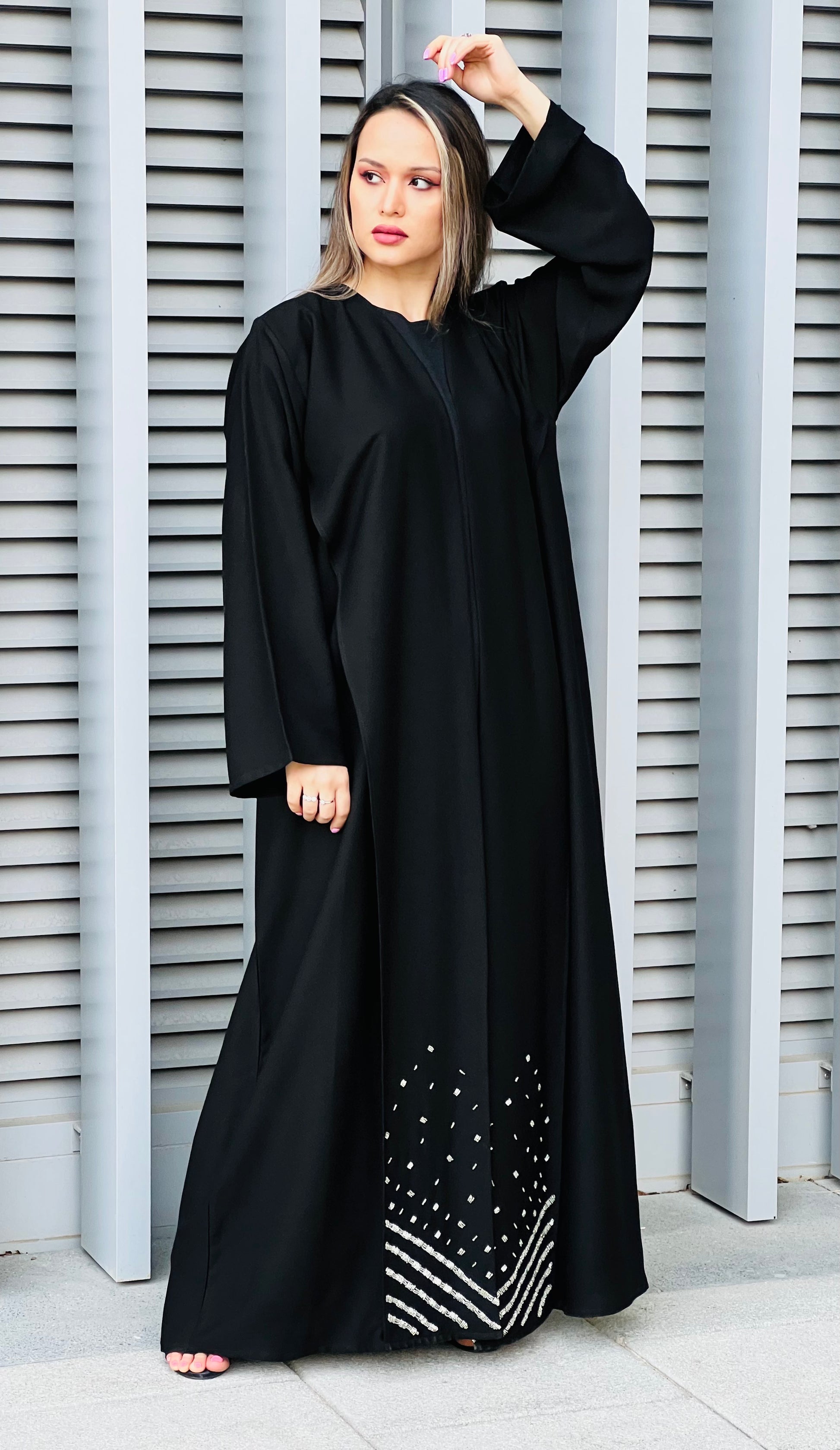 MOiSTREET Embroidered Korean Nada Black Abaya (7634483118307)