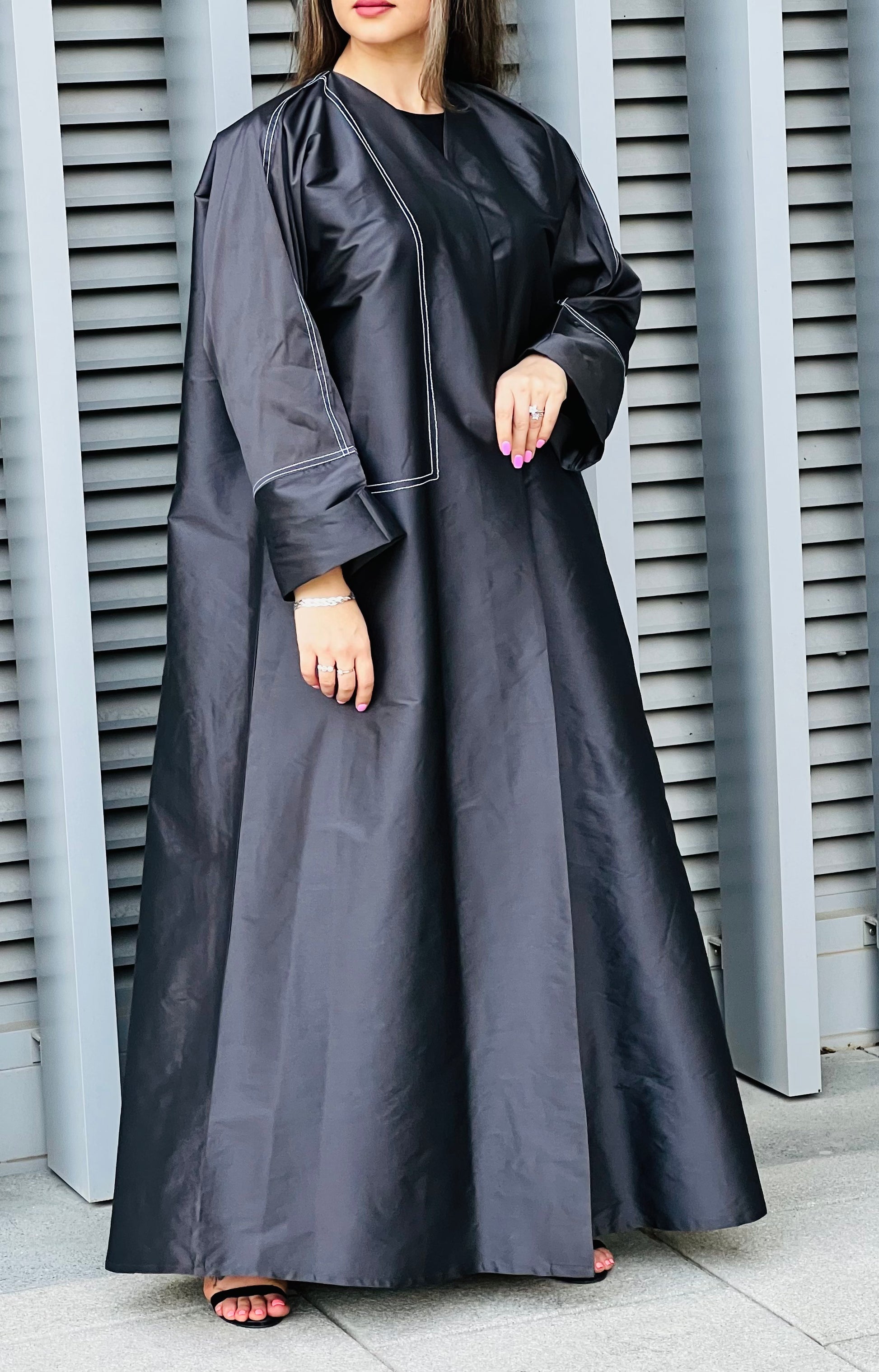 MOiSTREET Black Taffeta Abaya (7634748670179)