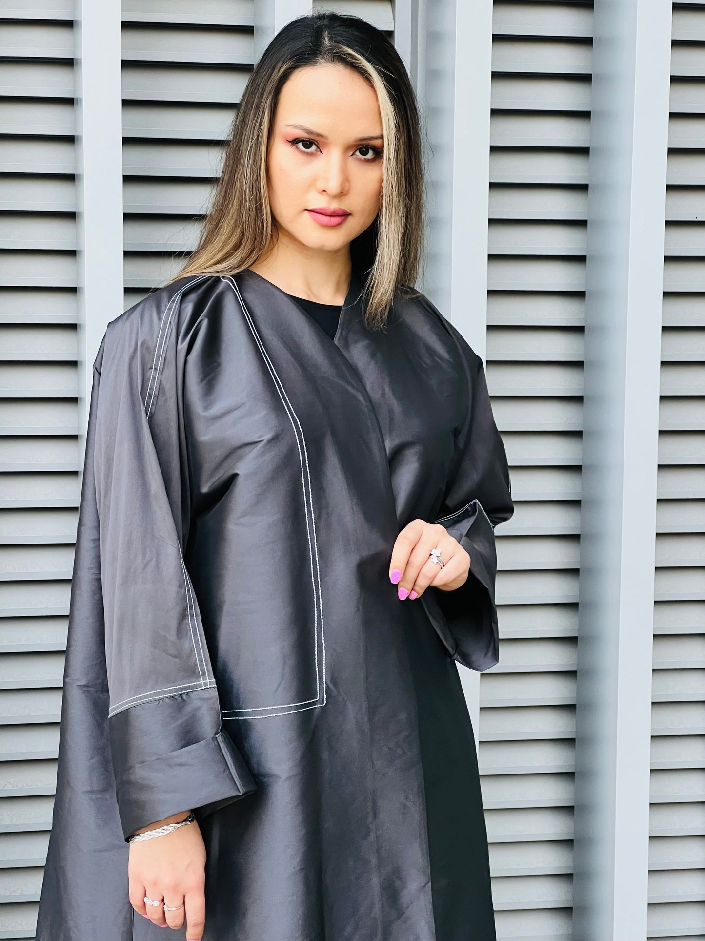 MOiSTREET Black Taffeta Abaya (7634748670179)