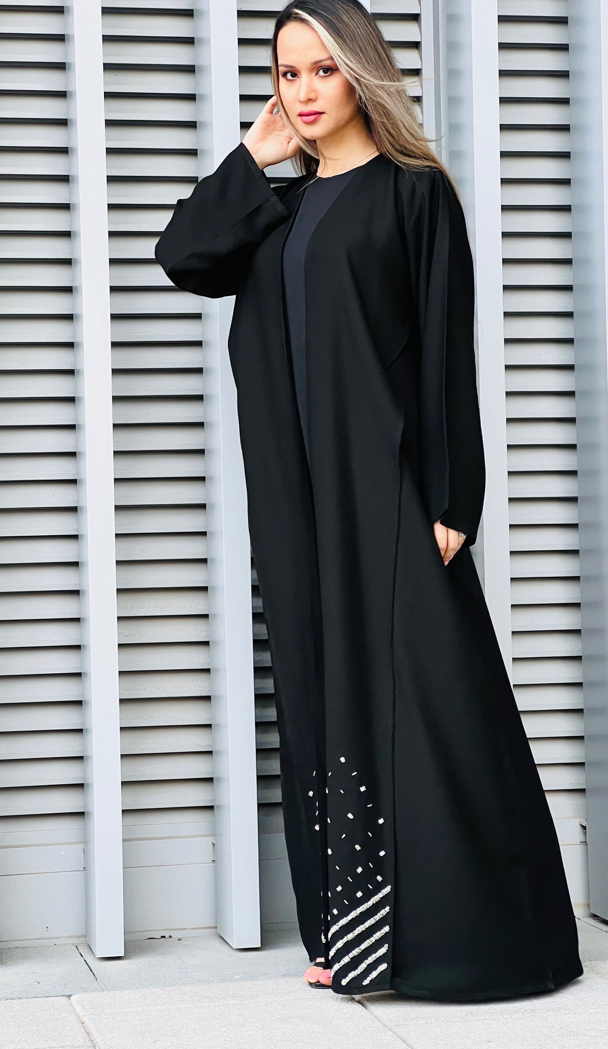 MOiSTREET Embroidered Korean Nada Black Abaya (7634483118307)