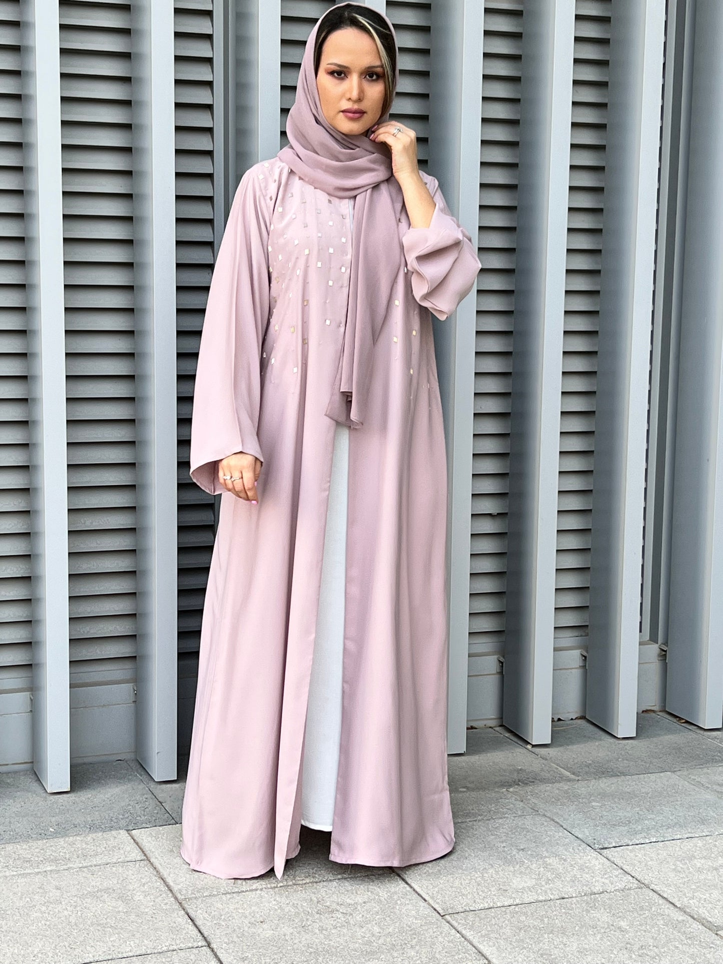 MOiSTREET Pink Korean Nada Embroidery Abaya (7634768691427)