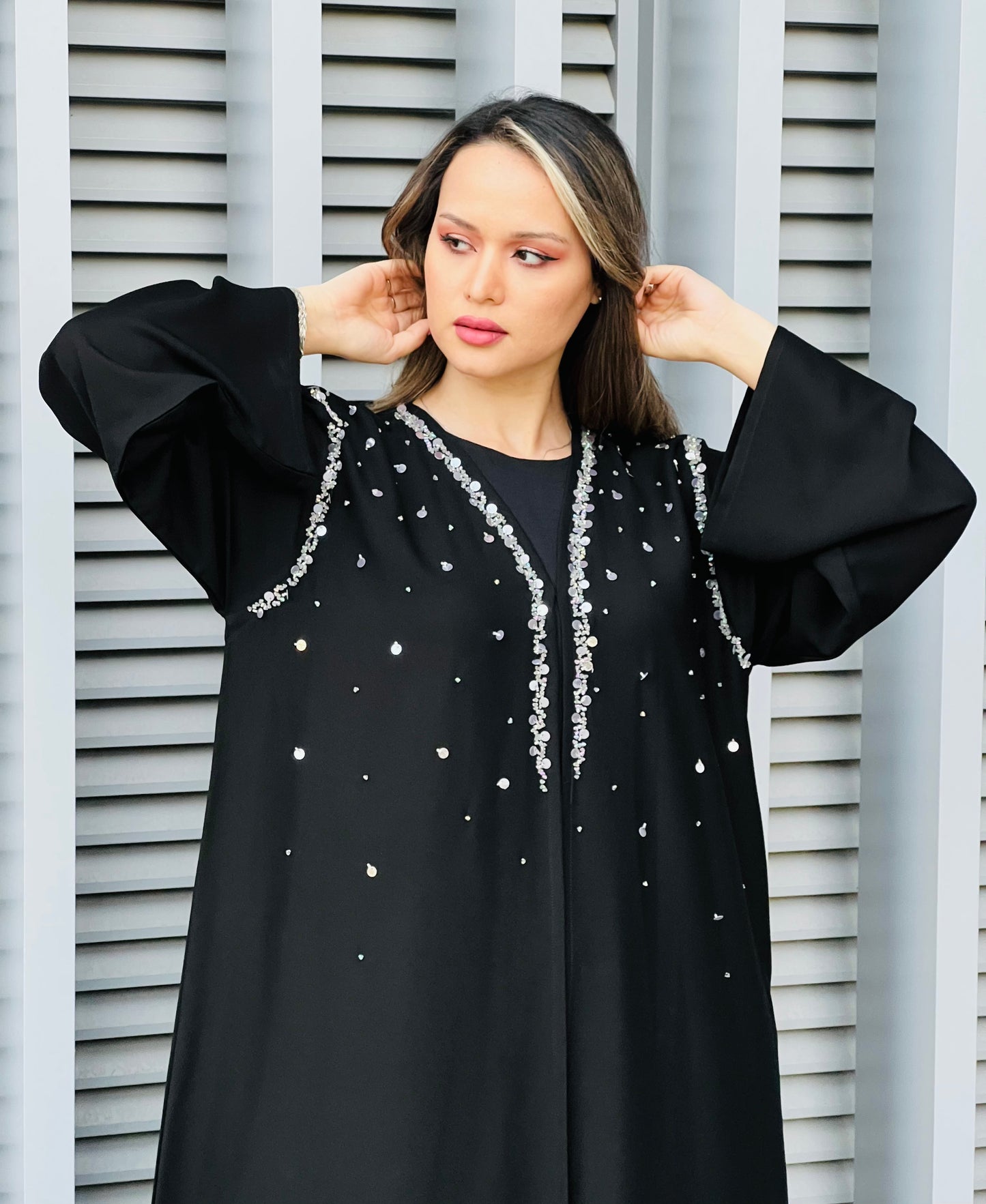 MOiSTREET Black Shamua Embellished Abaya (7633762943203)