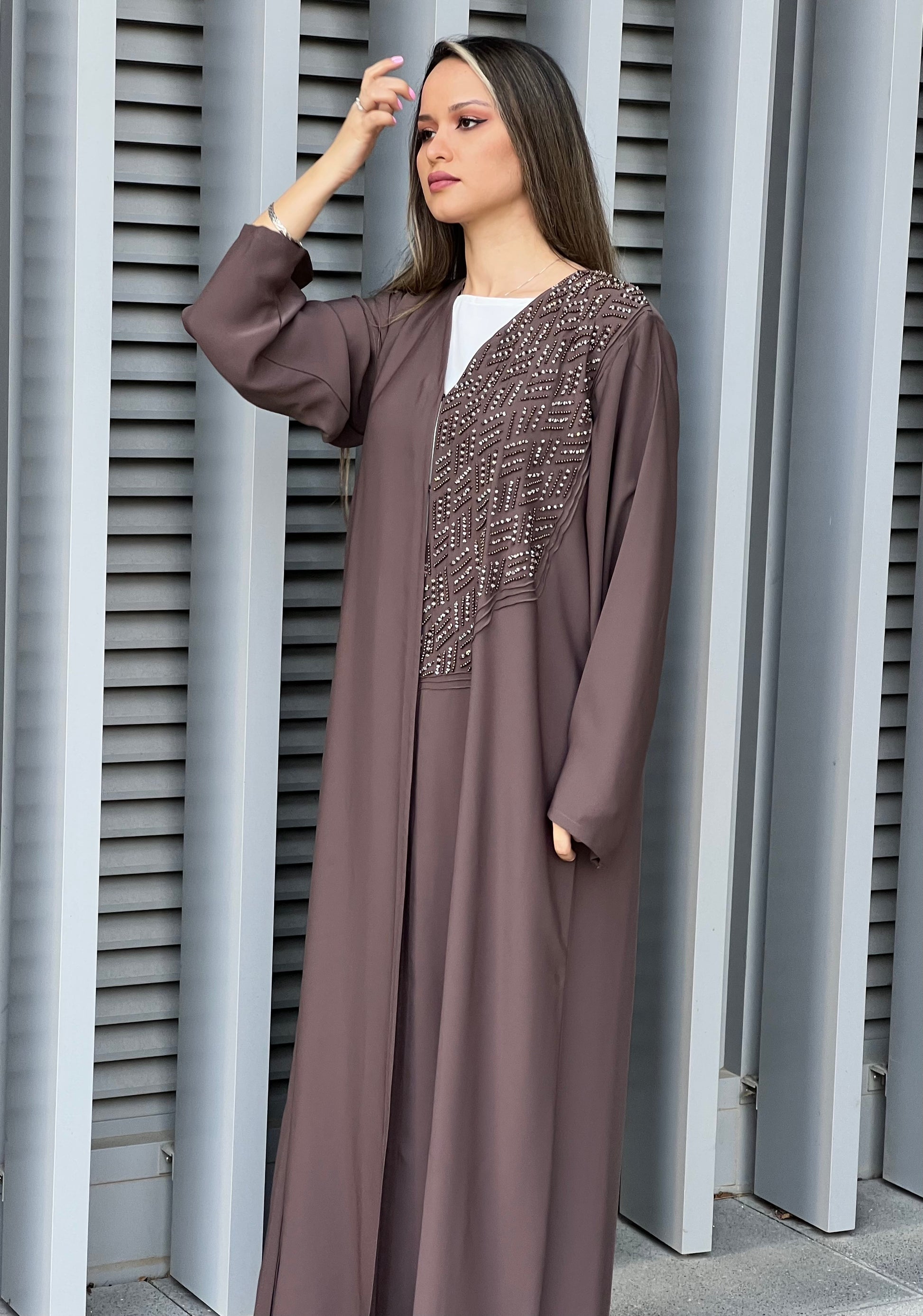 MOiSTREET Korean Nada Brown Abaya (7633753014499)