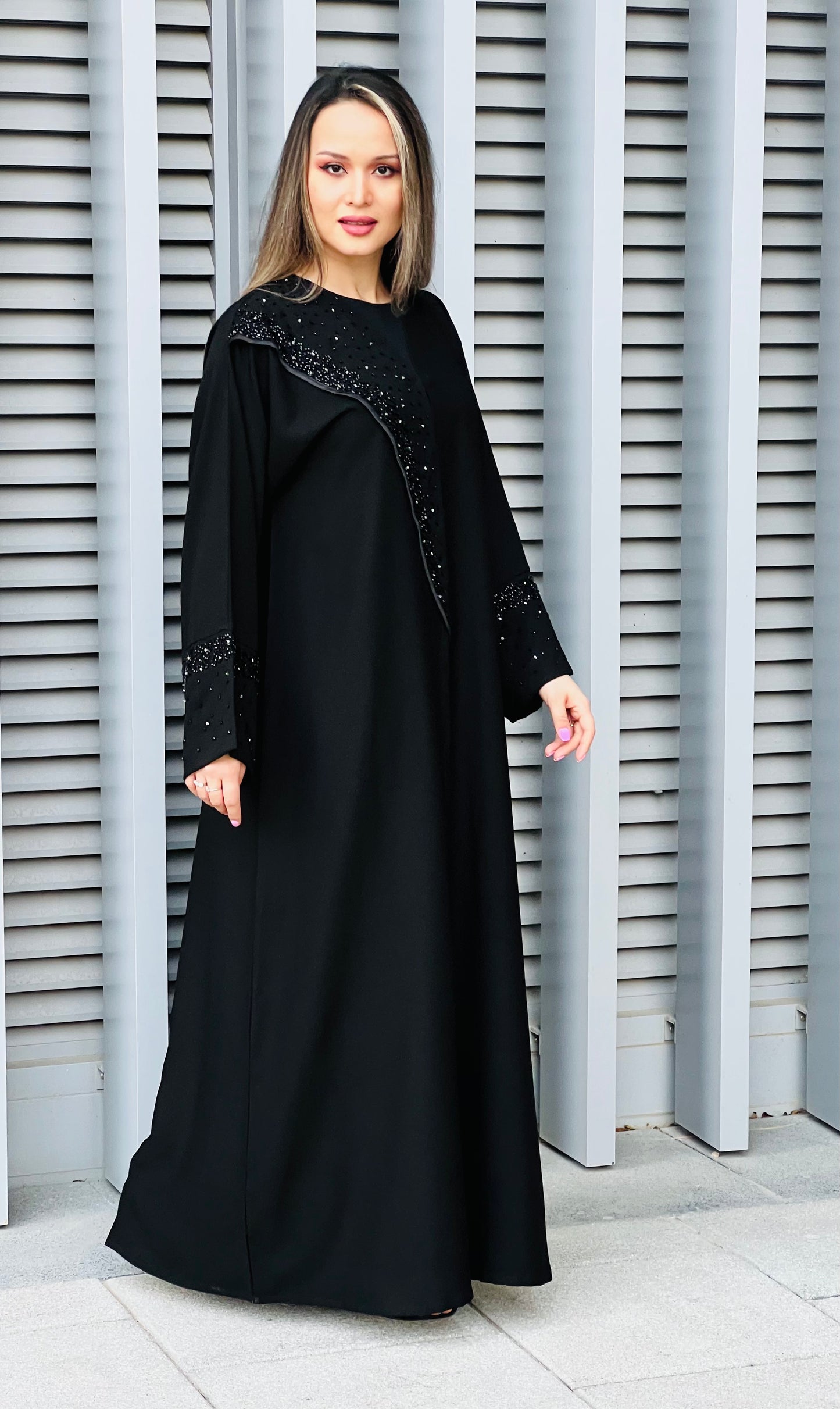 Copy of MOiSTREET Embroidered Korean Crepe Black Abaya (7634500518115)