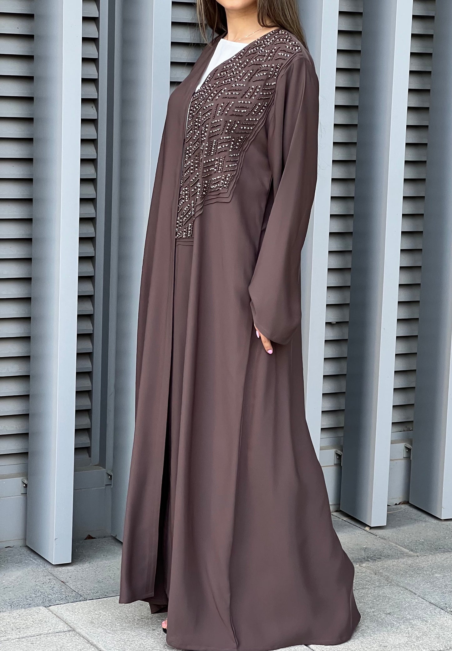 MOiSTREET Korean Nada Brown Abaya (7633753014499)