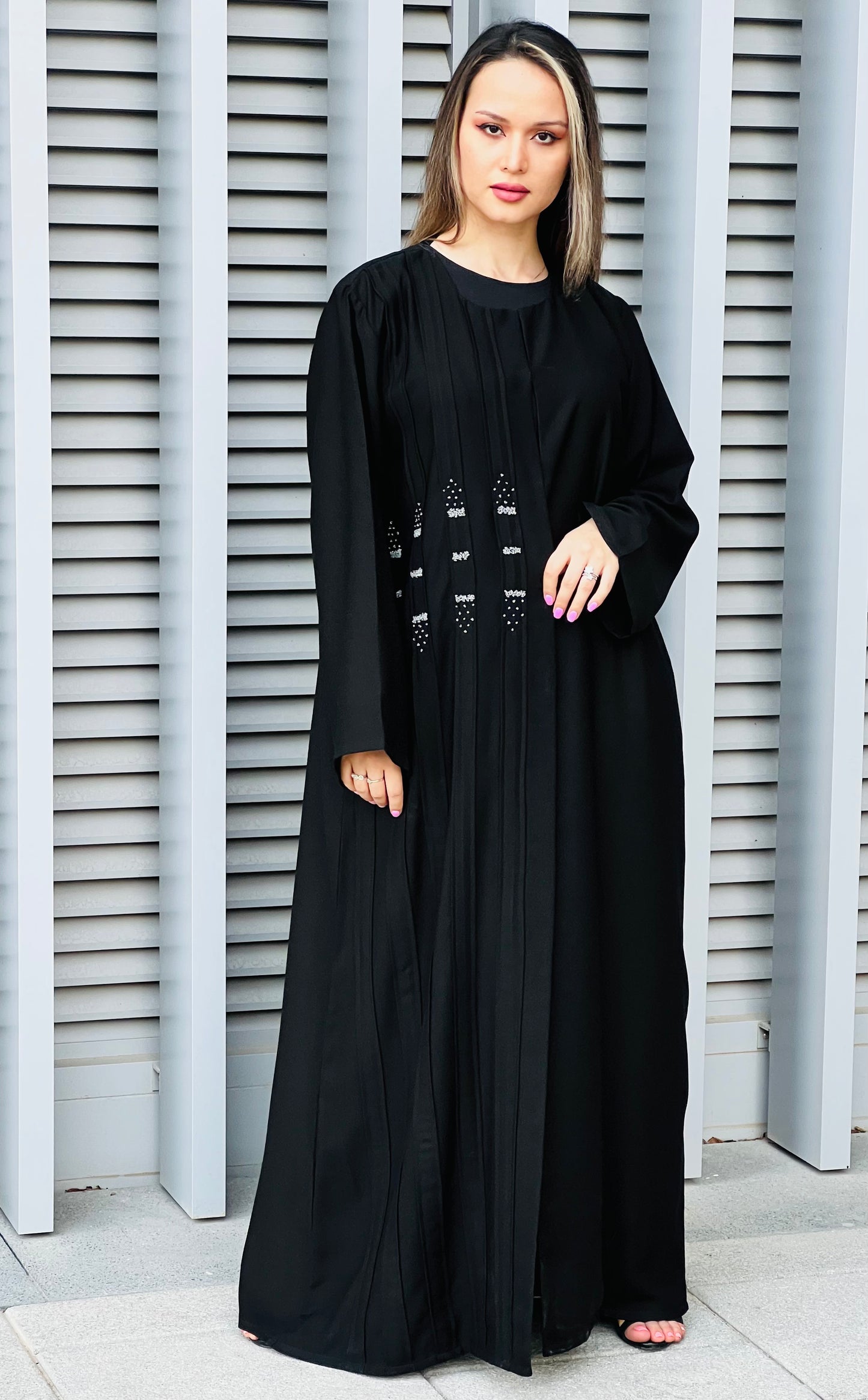 MOiSTREET Black Korean Nada Embroidery Abaya (7634507497699)