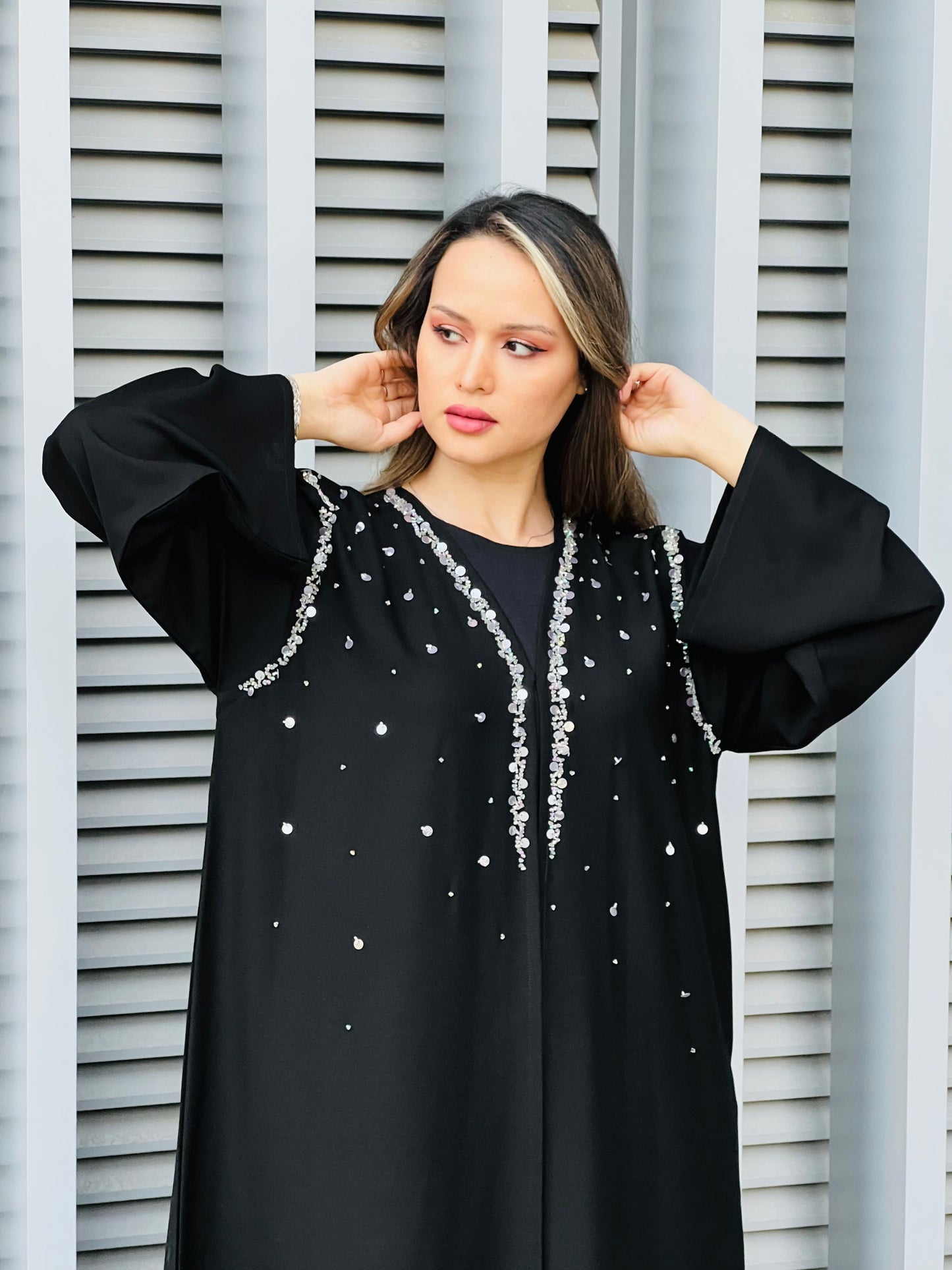 MOiSTREET Black Shamua Embellished Abaya (7633762943203)