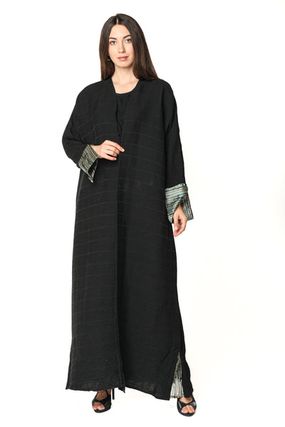 MOiSTREET Black Pleated Fabric Abaya (7542202958051)