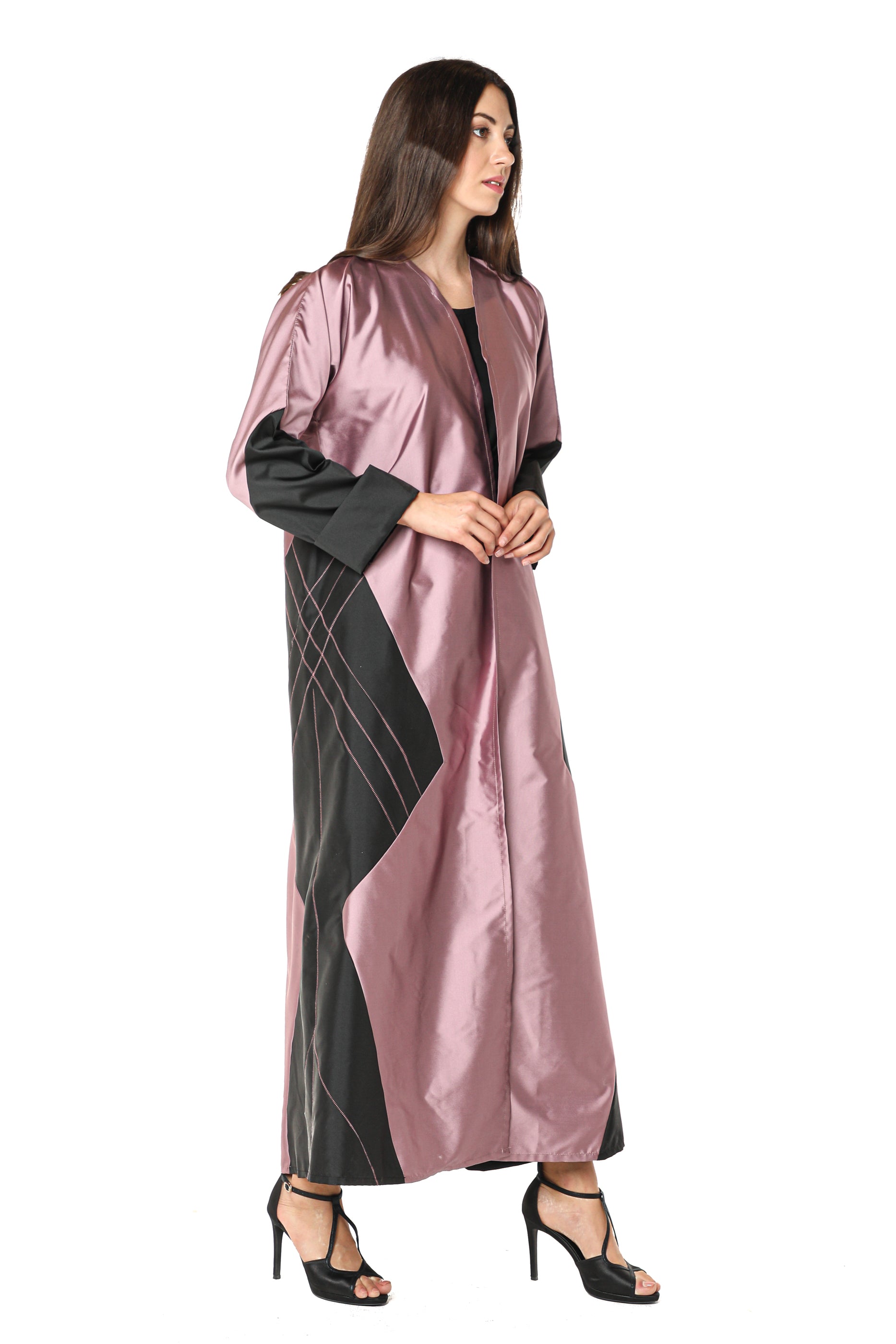 MOiSTREET Victoria Satin Abaya with Thread Work (7542227173603)