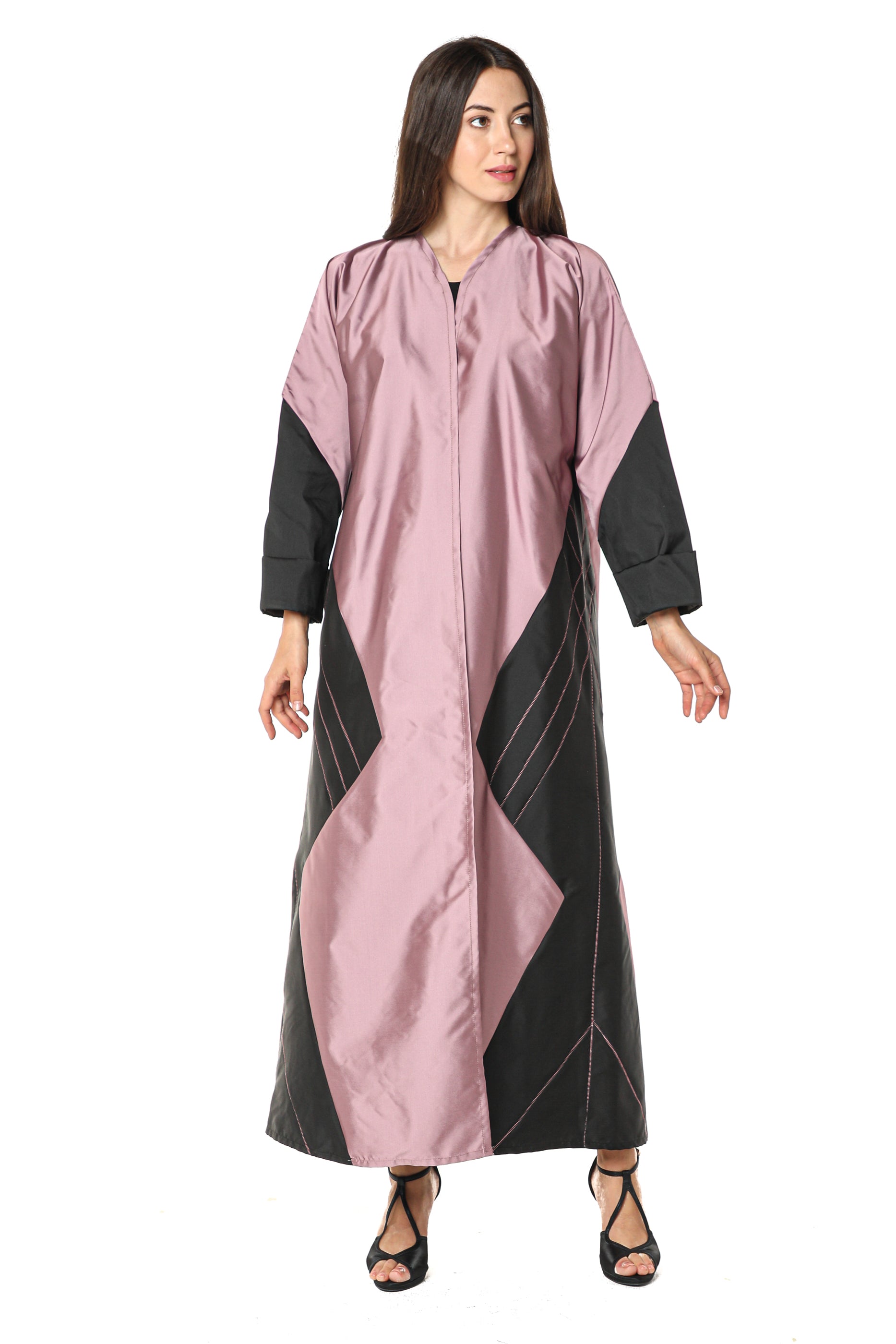 MOiSTREET Victoria Satin Abaya with Thread Work (7542227173603)