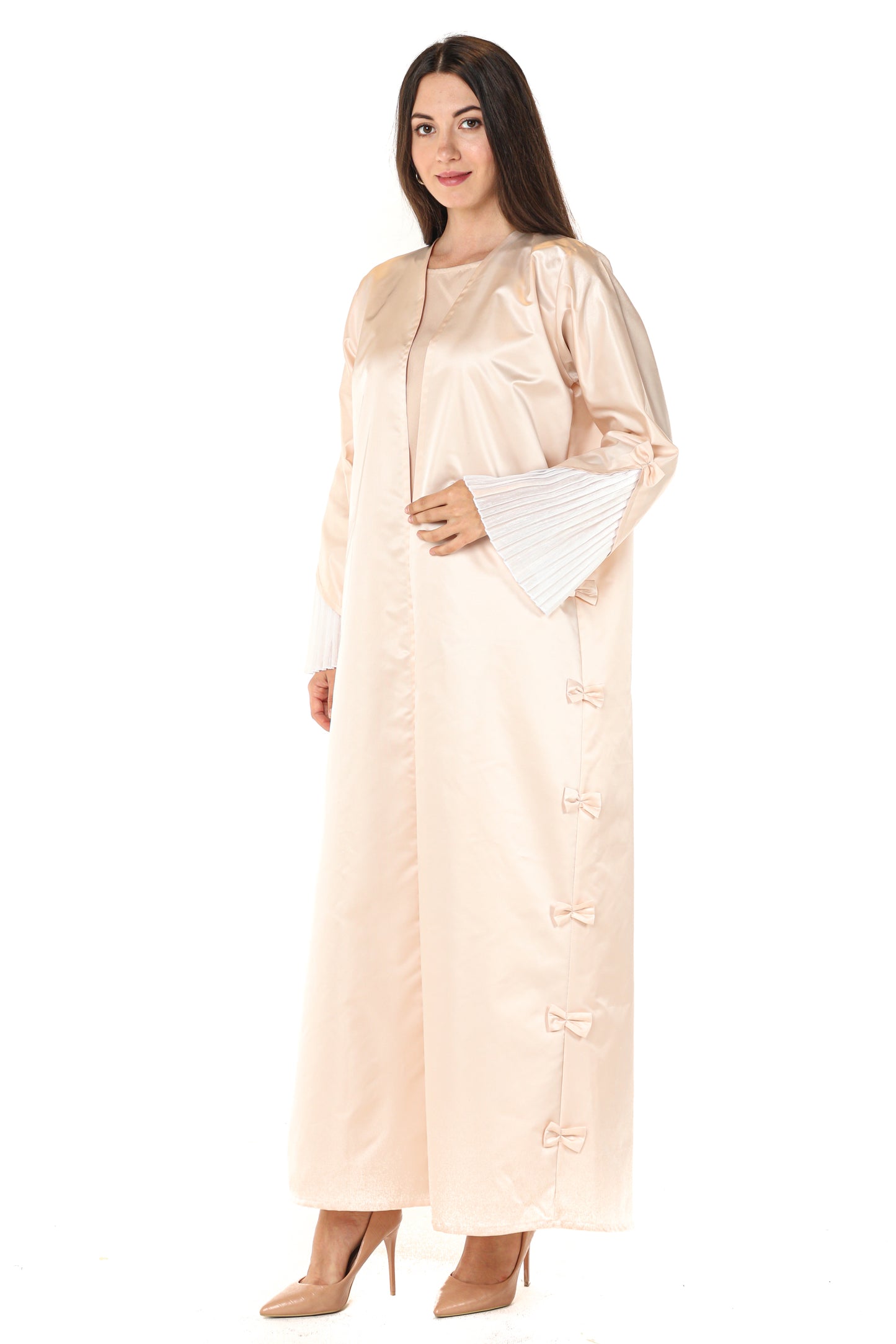 MOiSTREET Victoria Satin Beige Abaya (7542240116963)