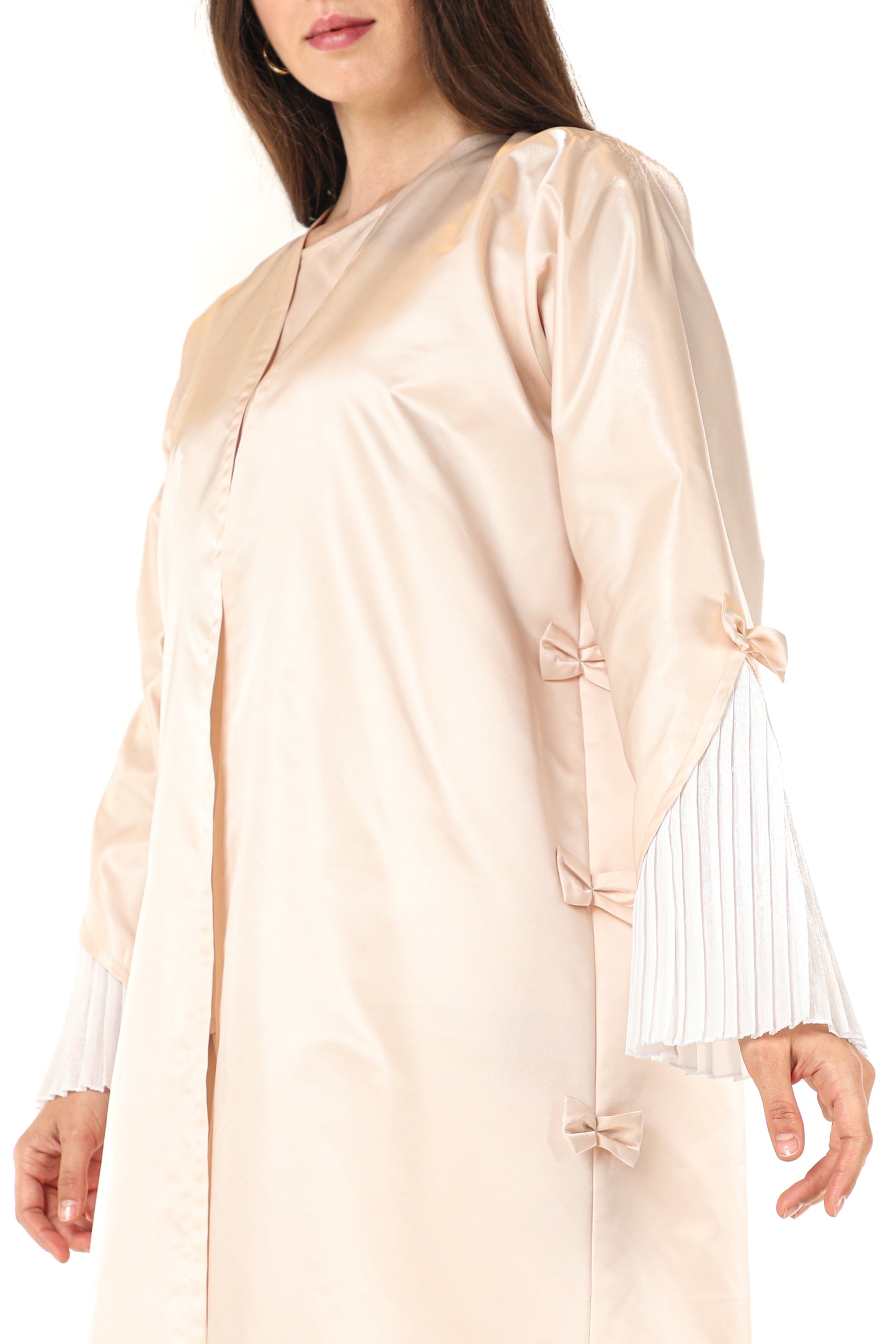 MOiSTREET Victoria Satin Beige Abaya (7542240116963)